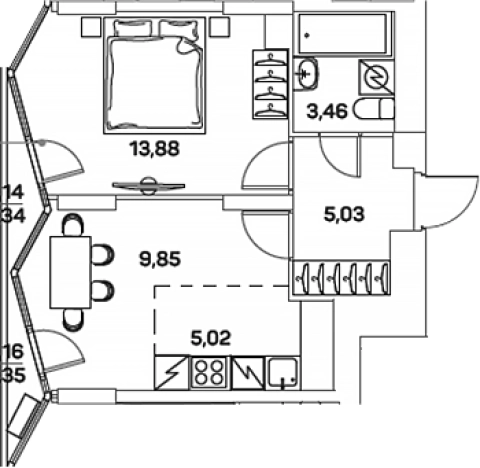 Купить двухкомнатную квартиру в ЮВАО в Москве. Вариант № 3572781, 0, площадь -  квм, цена 14275013 рублей