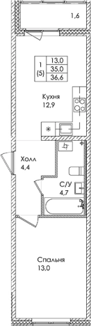 Купить однокомнатную квартиру в ЖК Ермак в Ленинградской области. Вариант № 6609950, 0, площадь -  квм, цена 5278800 рублей