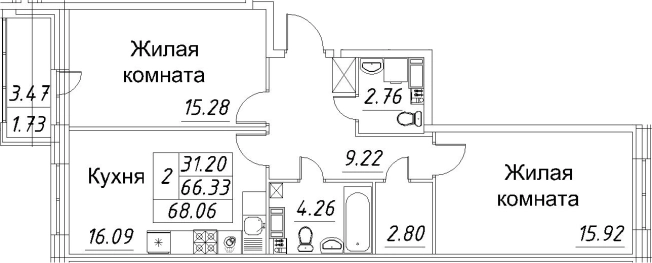 Купить квартиру в новостройках на улице проспект Авиаконструкторов в Санкт-Петербурге. Вариант № 67759, 0, площадь -  квм, цена 18866505 рублей