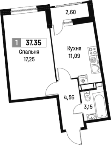 Купить однокомнатную квартиру у метро Девяткино в Мурине. Вариант № 6211958, 0, площадь -  квм, цена 6371765 рублей