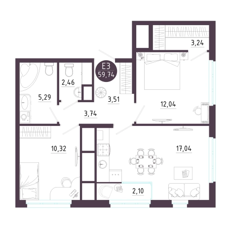 Купить квартиру в новостройках в ЖК "Крылья" в Рязани. Вариант № 132595, 0, площадь -  квм, цена 7704668 рублей