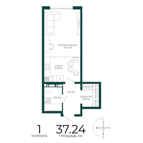 Купить однокомнатную квартиру в Микрорайоне Пенза-2, Железнодорожный район в Пензе. Вариант № 5388423, 0, площадь -  квм, цена 3426080 рублей