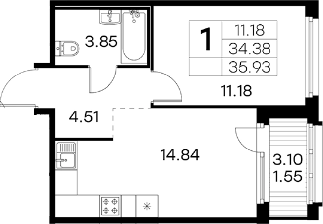 Купить однокомнатную квартиру в новостройках в районе Выборгский в Санкт-Петербурге. Вариант № 4807268, 0, площадь -  квм, цена 7539999 рублей