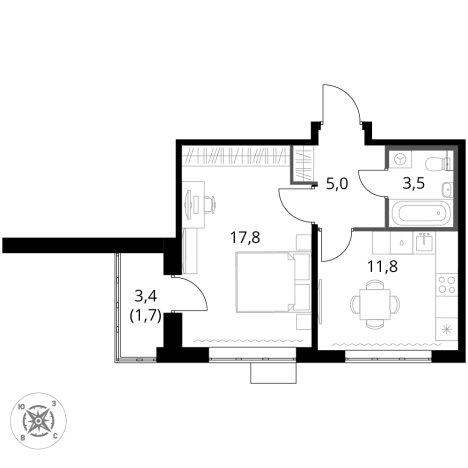 Купить однокомнатную квартиру на улице Юбилейный проспект в Химках. Вариант № 9825899, 0, площадь -  квм, цена 17173960 рублей