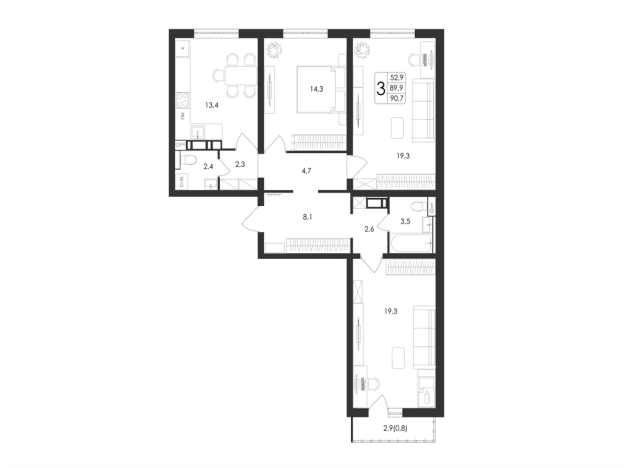 Купить трехкомнатную квартиру в ЖК Май в Воронеже. Вариант № 2657596, 0, площадь -  квм, цена 12493109 рублей