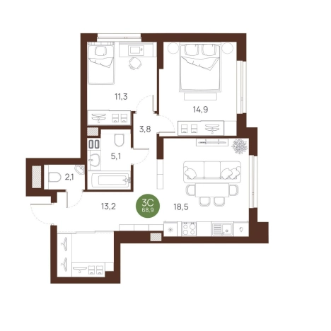 Купить квартиру на улице Ясный Берег в Новосибирске. Вариант № 9935448, 0, площадь -  квм, цена 10623000 рублей