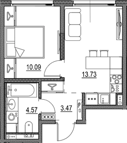 Купить однокомнатную квартиру в новостройках у метро Приморская в Санкт-Петербурге. Вариант № 9150087, 0, площадь -  квм, цена 11341041 рублей