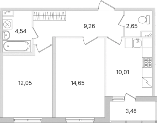 Купить двухкомнатную квартиру в новостройках у метро Проспект Большевиков в Ленинградской области. Вариант № 8488954, 0, площадь -  квм, цена 8340804 рублей
