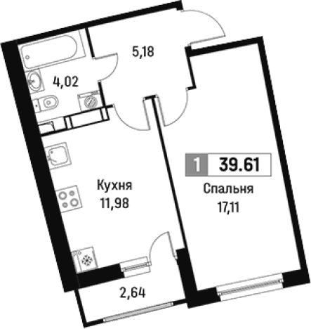 Купить однокомнатную квартиру у метро Девяткино в Мурине. Вариант № 6213406, 0, площадь - квм, цена 6722421 рублей