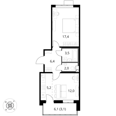 Купить двухкомнатную квартиру в ЖК 1-й Шереметьевский в Химках. Вариант № 9825918, 0, площадь -  квм, цена 17781980 рублей