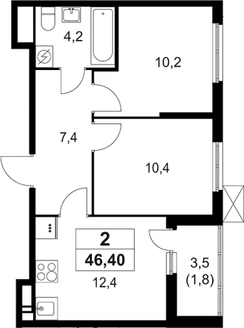 Купить двухкомнатную квартиру в ЖК А101 Лаголово в Ленинградской области. Вариант № 8924535, 0, площадь -  квм, цена 8494448 рублей