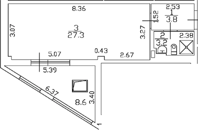 Купить Студию у метро Василеостровская в Санкт-Петербурге. Вариант № 5259935, 0, площадь -  квм, цена 9300034 рублей