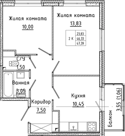 Купить двухкомнатную квартиру в ЖК Аквилон Янино в Ленинградской области. Вариант № 6226492, 0, площадь -  квм, цена 7929866 рублей