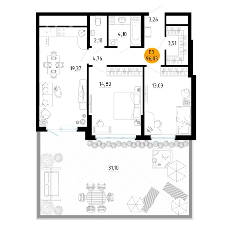 Купить двухкомнатную квартиру в новостройках в ЖК Смарт квартал «Центральный» в Рязани. Вариант № 154588, 0, площадь -  квм, цена 8388742 рублей