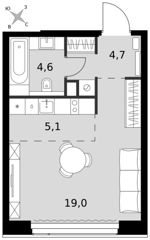 Купить однокомнатную квартиру в районе Хорошёвский в Москве. Вариант № 9466491, 0, площадь -  квм, цена 32823850 рублей