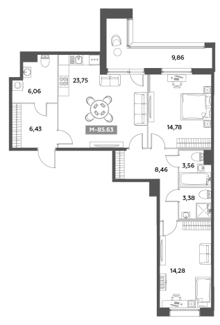 . Вариант № 6217234, 0, площадь - 80.7 квм, цена 25533772 рублей