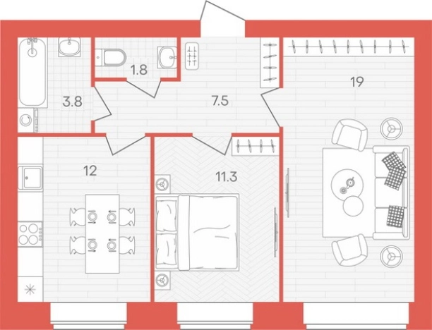 Купить двухкомнатную квартиру в ЖК Жилой комплекс "Кантри" в Пензенской области. Вариант № 88602, 0, площадь -  квм, цена 4709000 рублей