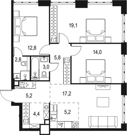 Купить квартиру в ЖК Level Южнопортовая в Москве. Вариант № 98746, 0, площадь -  квм, цена 28941010 рублей