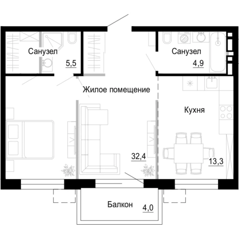 Купить однокомнатную квартиру в новостройках в ЖК Поселок-парк Весна в Владивостоке. Вариант № 9801028, 0, площадь -  квм, цена 9452000 рублей