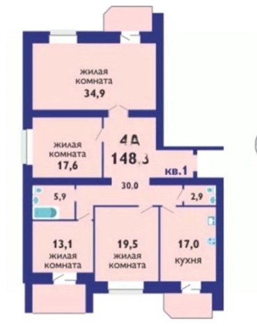 Купить четырехкомнатную квартиру в Новосибирской области. Вариант № 9890388, 1, площадь -  квм, цена 36000000 рублей