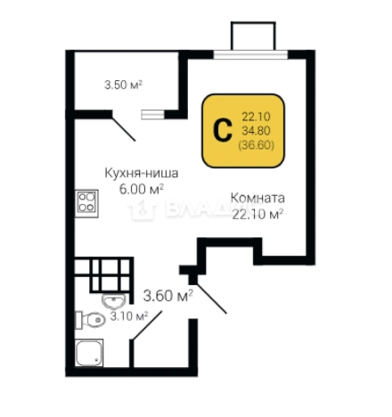 Купить Студию в ЖК Ключи Club в Воронеже. Вариант № 2556450, 0, площадь -  квм, цена 5101584 рублей