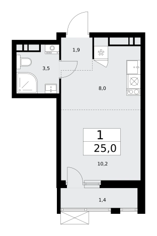 . Вариант № 112737, 0, площадь - 25 квм, цена 15046000 рублей
