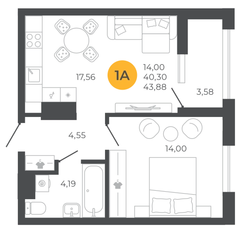 Купить однокомнатную квартиру в новостройках в ЖК Жилой комплекс "Рассвет" в Пензе. Вариант № 2078385, 0, площадь -  квм, цена 4545720 рублей