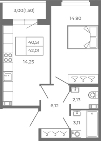 Купить однокомнатную квартиру в Микрорайоне Чёрная Речка, Сертолово в Сертолове. Вариант № 6963229, 0, площадь -  квм, цена 9242200 рублей