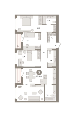 Купить трехкомнатную квартиру у метро Домодедовская в Видном. Вариант № 8538602, 0, площадь -  квм, цена 18760000 рублей