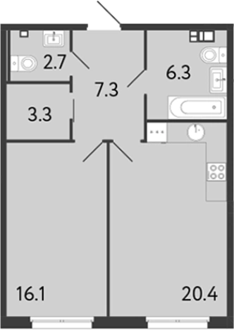 . Вариант № 6250227, 0, площадь - 56.1 квм, цена 33292919 рублей