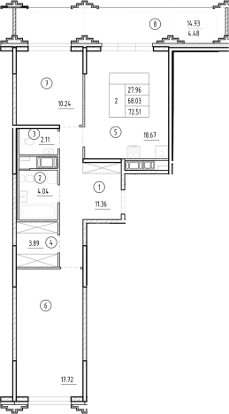. Вариант № 6230955, 0, площадь - 68.03 квм, цена 32339460 рублей