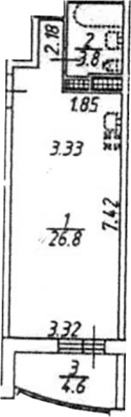 . Вариант № 7843972, 0, площадь - 30.6 квм, цена 6900000 рублей