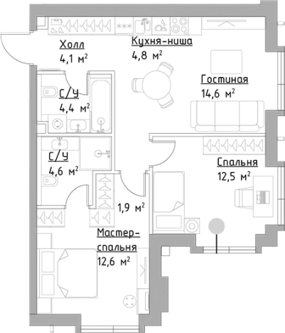 Купить трехкомнатную квартиру в ЖК Павелецкая Сити в Москве. Вариант № 132469, 0, площадь -  квм, цена 25364850 рублей