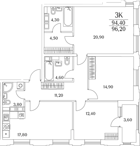Купить четырехкомнатную квартиру у метро Комендантский проспект в Санкт-Петербурге. Вариант № 8102555, 0, площадь -  квм, цена 27397824 рублей