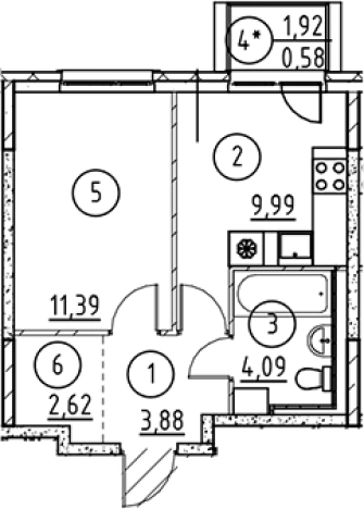 Купить однокомнатную квартиру у метро Пролетарская в Ленинградской области. Вариант № 6897861, 0, площадь -  квм, цена 5650875 рублей