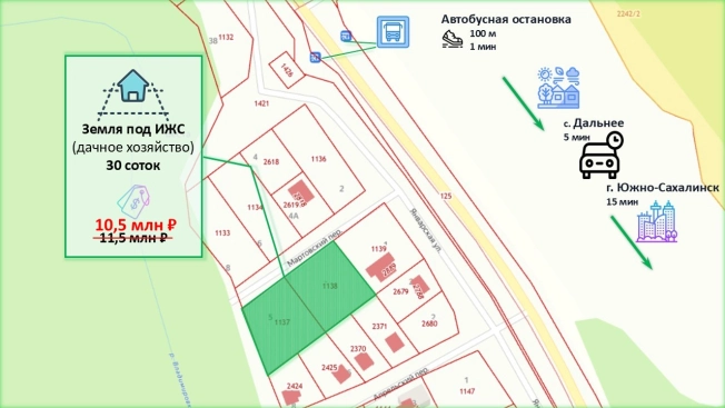 Купить земельный участок в Южно-Сахалинске. Вариант № 3861020, 0, площадь -  квм, цена 10500000 рублей