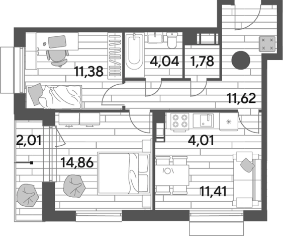 Купить трехкомнатную квартиру в Пушкине. Вариант № 138267, 0, площадь -  квм, цена 9867554 рублей
