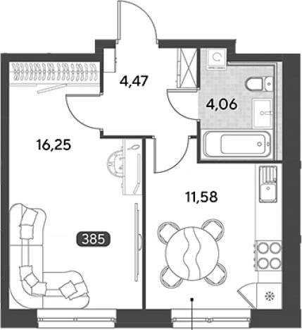 Купить однокомнатную квартиру в Калужской области. Вариант № 120457, 0, площадь -  квм, цена 4799738 рублей
