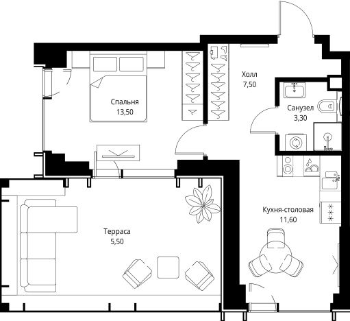 Купить однокомнатную квартиру в районе Можайский в Москве. Вариант № 10380805, 0, площадь -  квм, цена 35521200 рублей
