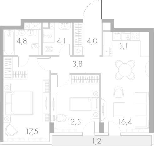 Купить трехкомнатную квартиру в ЖК River Park Towers Кутузовский в Москве. Вариант № 74826, 0, площадь -  квм, цена 59541592 рублей