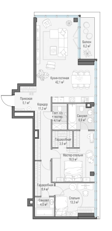 Купить двухкомнатную квартиру на улице Фрунзенская набережная в Москве. Вариант № 169932, 0, площадь -  квм, цена 342840000 рублей