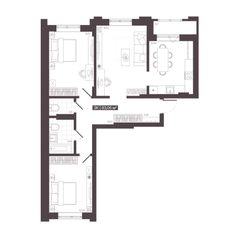 Купить квартиру в новостройках в Кемерове. Вариант № 170701, 0, площадь -  квм, цена 12206083 рублей