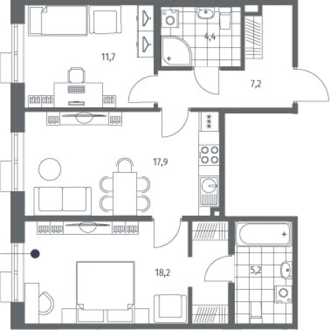 Купить трехкомнатную квартиру в ЖК Парусная 1 в Санкт-Петербурге. Вариант № 7262504, 0, площадь -  квм, цена 22769000 рублей