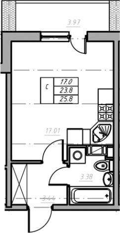 Купить Студию в Всеволожске. Вариант № 6260082, 0, площадь -  квм, цена 4209000 рублей