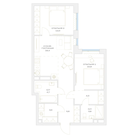 Купить трехкомнатную квартиру у метро Аэропорт Внуково в Москве. Вариант № 8108468, 0, площадь -  квм, цена 19270894 рублей