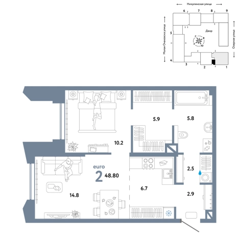 . Вариант № 10356986, 0, площадь - 48.8 квм, цена 27790000 рублей