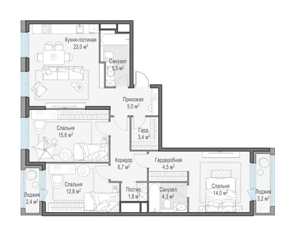 Купить многокомнатную квартиру в новостройках у метро Филатов луг в Москве. Вариант № 134326, 0, площадь -  квм, цена 25050000 рублей