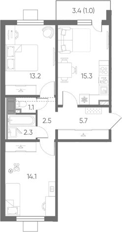 Купить трехкомнатную квартиру на вторичке в районе Приморский в Санкт-Петербурге. Вариант № 8092944, 0, площадь -  квм, цена 9250471 рублей