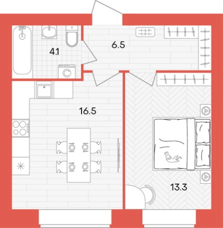 . Вариант № 2625960, 0, площадь - 40.4 квм, цена 3918800 рублей