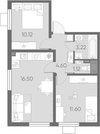 Купить трехкомнатную квартиру у метро Автово в Санкт-Петербурге. Вариант № 6890353, 0, площадь -  квм, цена 15679945 рублей
